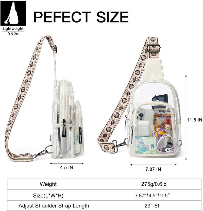 LATMAP Clear Bag for Stadium Events, Clear Purse for Women Stadium Crossbody Bag, Transparent Bag for Concerts Sports - Image 5